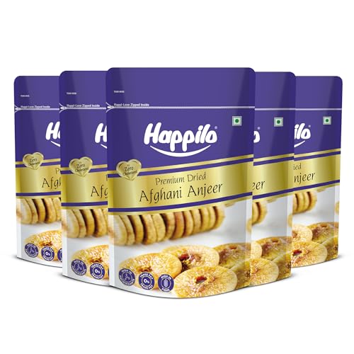 Image of Happilo Premium Dried Afghani Anjeer 400g, Dry Figs for Weight Management, Digestion, Good Health & Rich in Dietary Fiber (Pack of 5)
