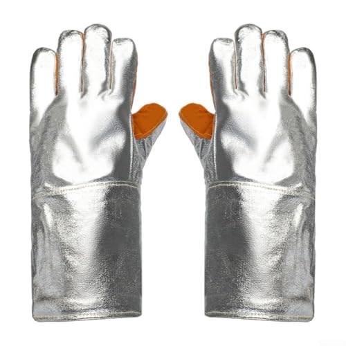 FACAIIO Gants de soudure en cuir d'aluminium pour isolation, anti-brûlure, ignifuges et barbecue, 1 pièce