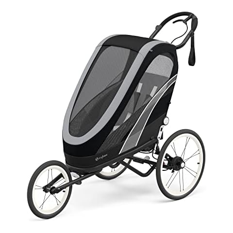 Cybex Multisport-Anhänger ZENO, One Box mit Rahmen und Sitzpaket, Von ca. 6 Monaten - ca. 4 Jahre, Max. 111 cm und 22 kg, 4-in-1 Sportwagen, Black/All Black Cover