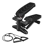 HLC 健康 ステッパー 足踏み健康器具 足踏みステッピングマシン エアロステッピングマシン 静音 モニター/ハンドル/専用パワーバンド/保護マット付き 全身トレーニングに最適