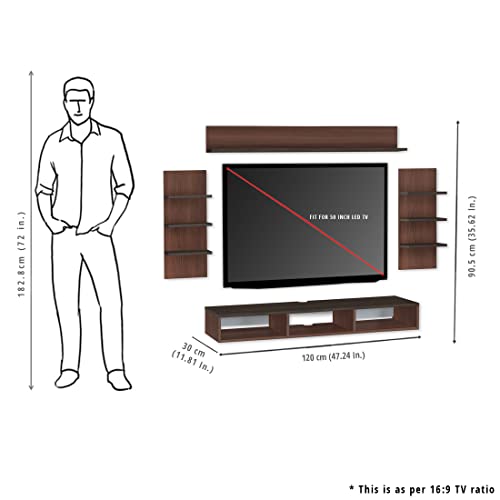 Image of DELITE KOM Eli Engineered Wood TV Entertainment Unit (Finish Color - Acacia Dark Flowery Wenge, DIY(Do-It-Yourself) (30x120x90.5)