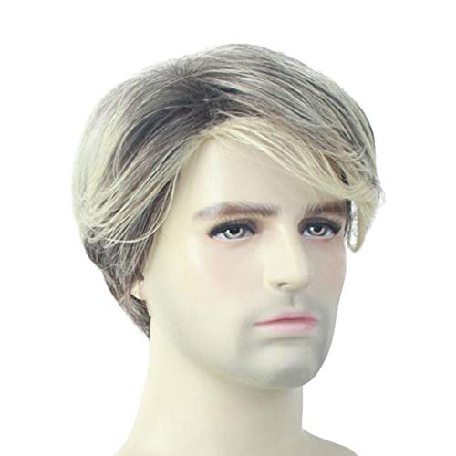kowaku Perucas Masculinas de 10 '' de Camadas Curtas Totalmente Naturais com Estrondo Inclinado pa