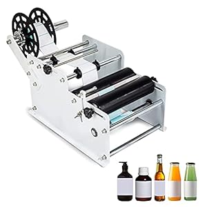 SUSEMSE Ronde flessenlabelmachine, instelbare halfautomatische etiketteermachine, handmatige etiketteermachine voor…