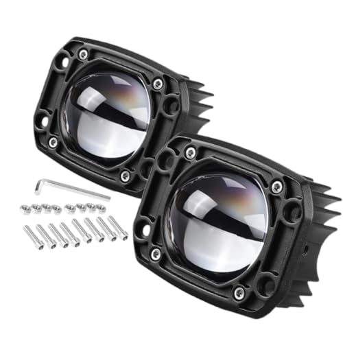 MACHSWON Flush Mount LED Work Light Pods 2pcs (Square), Universal Fit for Truck Car SUV ATV UTV Boat Motorcycle, Clear Lens White Light + Amber Light 3" LED Pod Lights Off Road Driving Lights by MACHSWON - Used condition - CA$47.09