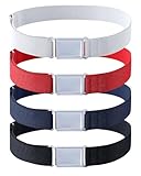 Kajeer 4PCS Kids Boys Adjustable Magnetic Belt - Big Elastic Stretch Belt with Easy Magnetic Buckle (Navy Blue/Red/Black/White)