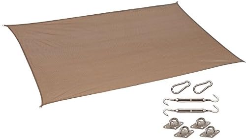 California Sun Shade Coolaroo, Rectangle Shade Sail, HDPE Fabric with 85% UV Block, Including Installation Kit, (10' X 8'), Walnut