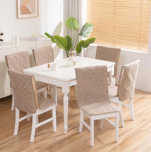 Image of HOMETHREADS Non-Slip Chair Cover-Universal Fit for Kitchen & Dining Chairs-Cushioned Comfort - Stylish Machine Washable Seat Cover -145x45Cm (Beige, Pack of 2)