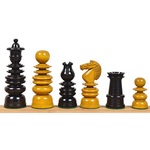 Pièces d'échecs St. George Pre-Staunton Calvert en buis vieilli et ébène