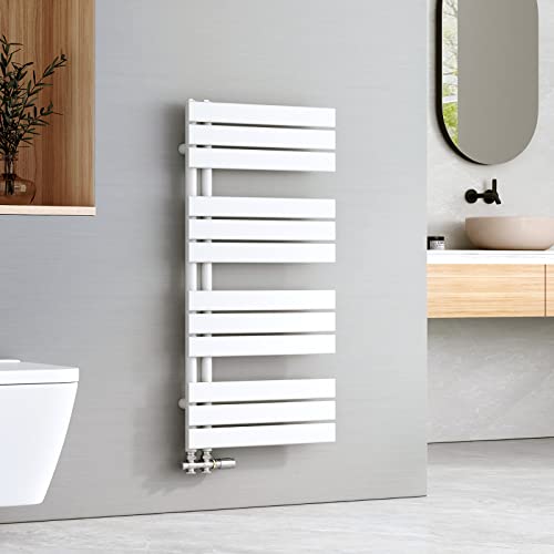 EMKE Sèche-Serviettes à Eau Chaude,1041x500mm,Chauffe-Serviettes Mural,Blanc,529watts,Porte-Serviettes Chauffant,Installation Facile,Radiateur...