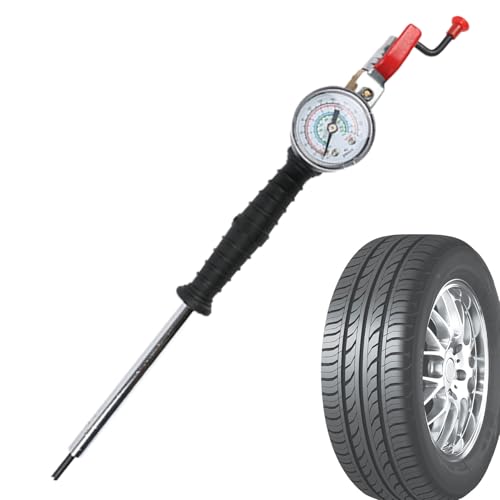 Tyinerc Inflador de Neumático de manivela, Varilla de inflado de manivela - Inflado de boquilla de aire de Llenado de Neumáticos 0-220Psi con manómetro | Poste de inflado de vehículo en para