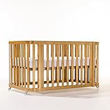 Berço Evolutivo 3 em 1 em Madeira Maciça com Rodinhas – Mini, Berço Padrão e Mini Cama...