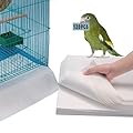 Lesimnky 120 Pieces Bird Cage Liners-11'' X 17''Disposable Non-Woven Bird Cage Paper Liners Precut Absorbent Fecal Tray Cages Cushion Pad Mat Cuttable Pet Animal Cages Cushion for Parrot (White)