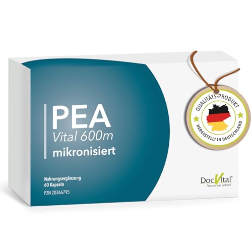 DocVital PEA Kapseln 1200mg MIKRONISIERT: 60 Kapseln hochdosiert Palmitoylethanolamide PEA Vital 600 in pharmazeutischer Qualität 100% Pure Pea | Laborgeprüft