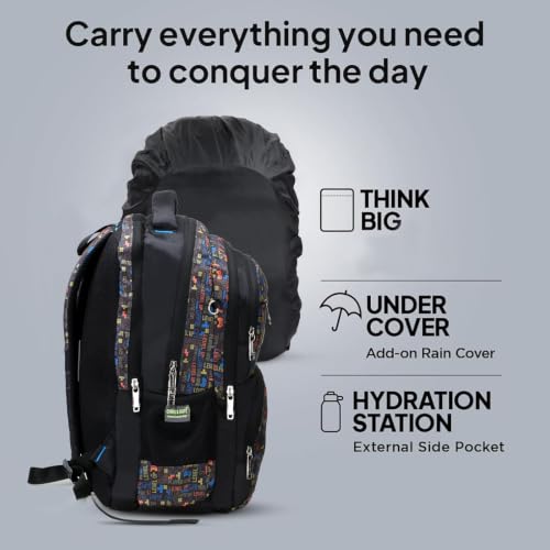 Image of Chris & Kate Premium 32 L Multi-Print School Bag for Boys Girls and Kids Spacious Interiors Casual Backpack Perfect for School, College, Everyday Use Includes Free Stationery Pouch and Rain Dust Cover