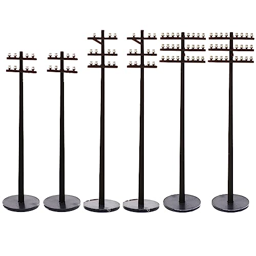 6pcs Telephone Poles for Trains Scenery - Power Pole & Telegraph Accessory - 1:87 Railroad Railway Model Diorama