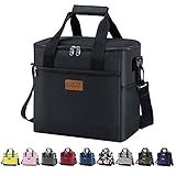 Iknoe Large Cooler Bag Collapsible 24 Can Insulated Bags Leakproof Lunch Cooler Tote With Multi-Pockets for Adult & Kids Insulated Thermal Bag for Beach, Picnic, Office Work (New Black)