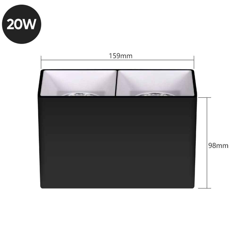 Faretto LED, apparecchio di Illuminazione da soffitto per Interni a 2 luci da 20 W, Rettangolare per Cucina, Soggiorno e Camera da Letto, faretti a Binario Fisso/Lampada d'accento/