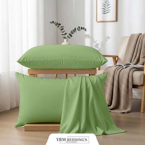 Image of YRM Bedding's - Egyptian Cotton 600TC Pillow Cover | Premium Pillowcases | Luxury Bedding-Export Collection | High Thread Count Durable & Breathable Covers - Sage Green | [18''x32''] Inches
