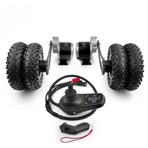 L-faster Dual 24V 350W Motor Wider 8 Inch Off Road Wheel Kit with Joystick Controller for Beach Cart Wheelchair Bike (24V350W Max 9kph)