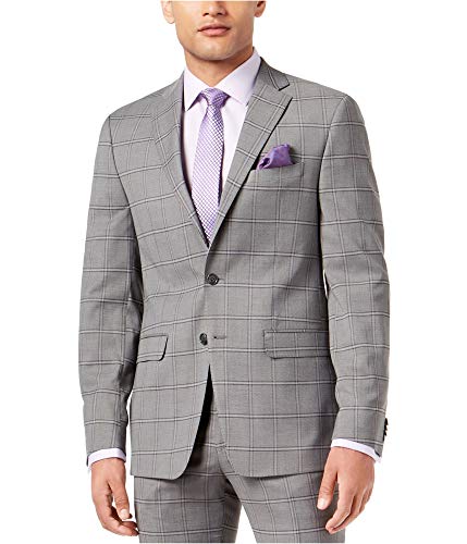 Sean John Mens Windowpane Two Button Blazer Jacket