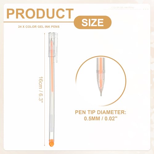 PATIKIL 24 bolígrafos gel color naranja 0.5mm punta fina miniatura 2