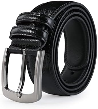 VRLEGEND Mens Belts Big and Tall 36"-70" Men Leather Belt Casual Work Dress Belt,Black & Brown Colors (58"-62" Waist, Black)