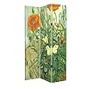 Room Divider Wood Privacy Screens Van Goghs Butterflies and Poppies Painting Canvas 3 Panel Foldable Portable Separating Divider Room Partitions Freestanding Home Decor 71 High