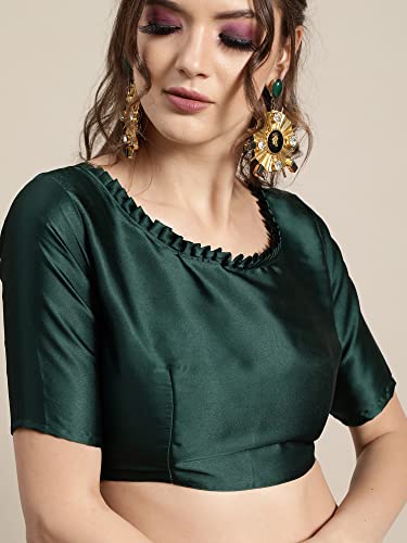 Image of AKHILAM Women's Organza Knit Embellished Saree with Unstitched Blouse Piece (FF0ROMFLO4 Parent)