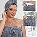Emdelifo Plus Size Bath Towel Wrap for Women (XXL-XXXXL), Oversize Shower Wrap Dress Spa Bathrobe, Comfortable Adjustable Body Wrap + Hair Drying Towel + towel, Dry Quickly, 82.0x31.5'' (GREY)