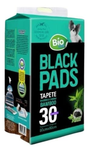 Tapete Higiênico Black Pads 80x60cm com 30 Unidades – Carvão Ativado, 6 Camadas, Alta Absorção e Atr