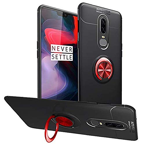 SORAKA Cover per OnePlus 6 con anello,Custodia in Silicone Morbido Cover Anti-Impronta Ultrasottile con piastra metallica per Supporto Auto Smartphone Magnetico
