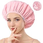 Years Calm Shower Caps For Women Reusable Waterproof，Pattern And Solid Color Dual-Layer Design For Dual-Layer Usable，Protects Hair In Shower, Spa, Cooking, Clean & Travel (Pink, One Size)