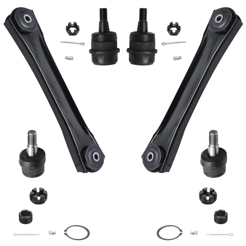Image of Detroit Axle - Front Lower Control Arms + Upper Lower Ball Joints Replacement for 1997-2006 Jeep Wrangler TJ - 6pc Set