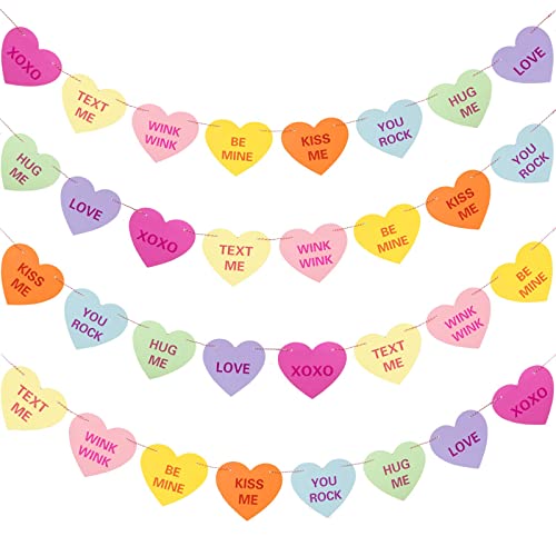 Image of FestikoValentines Day Heart Banner Garland with 32 Pcs Hearts, 32.8ft Candy Color Heart Garland,Heart Sayings Banners for Anniversary,Wedding,Birthday Party,Valentines Decor(2 Strings)