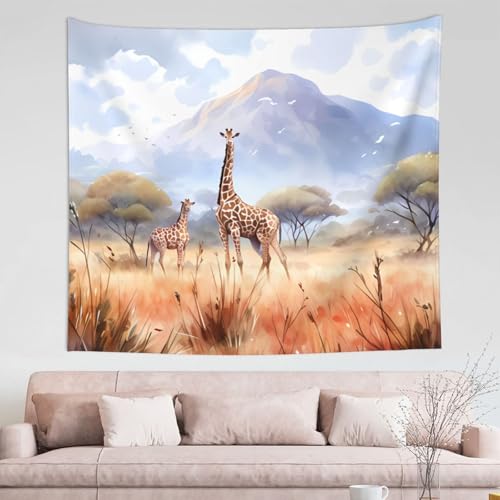 Tapisserie savane africaine imprime girafe pour decorer une chambre d enfant