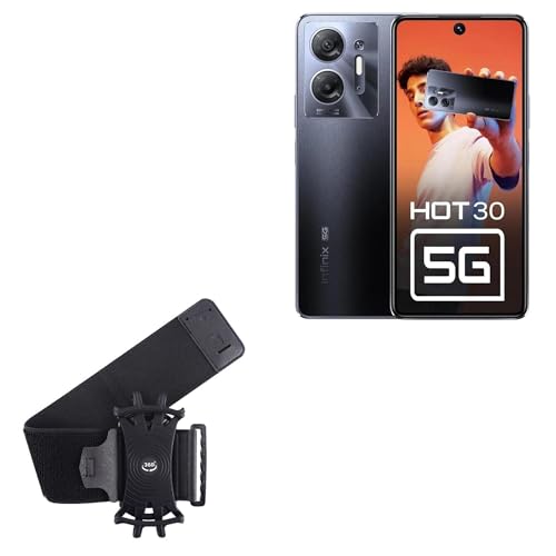 BoxWave Holster Compatible with Infinix Hot 30 5G - ActiveStretch Sport Armband, Adjustable Armband for Workout and Running - Jet Black
