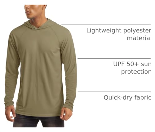 Image of MAGCOMSEN Men's Hooded UPF 50+ Sun Protection T Shirts Long Sleeve Athletic Fishing Shirts Rash Guards
