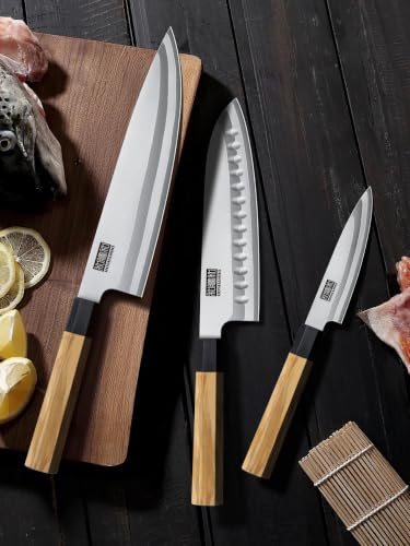 Image of HOSHANHO 3 PCS Kitchen Knife Set, Ultra Sharp Chef Knives, Ergonomic Handle