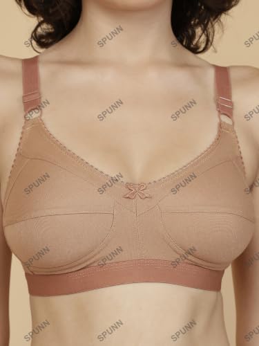 Image of SPUNN Women's Cotton Mix Non-Padded Wire Free C-Cup Full-Coverage T-Shirt Bra Combo.