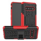 LiuShan Compatible with LG V60 ThinQ Case,Shockproof Heavy Duty Combo Hybrid Rugged Dual Layer Grip Cover with Kickstand for LG V60 ThinQ 5G Smartphone (Not fit LG V50),Red