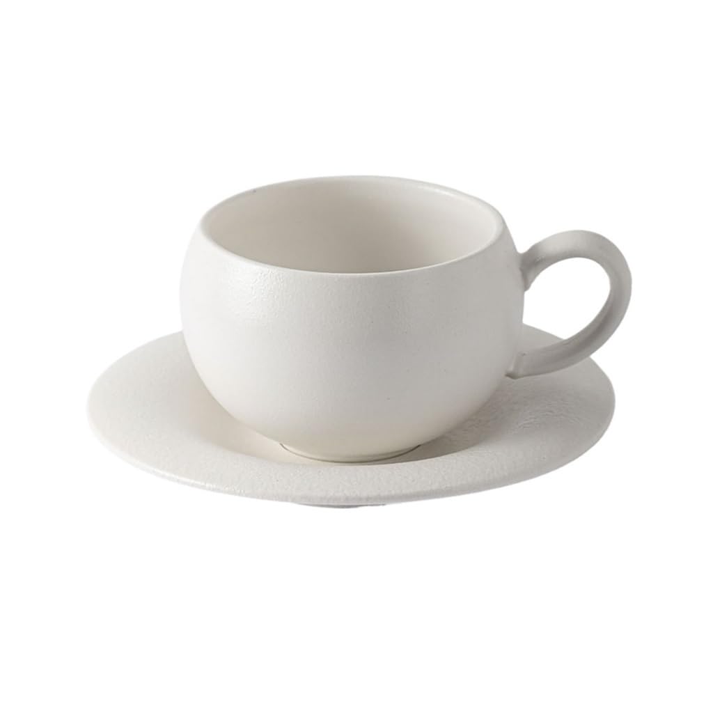 ENGENDER Tazas Cafe Taza De Café Y Platillo De Cerámica, Taza De Café con Leche De Color Sólido Mug Cups(A)