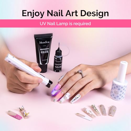 Image of MelodySusie White Handheld UV Light for Gel Nails and Rhinestone Glue Kit