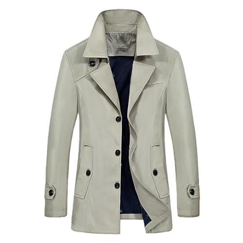 Gabardina para hombre primavera otoño slim fit caqui claro talla L