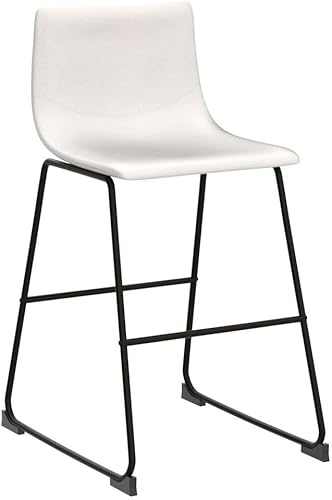 Miniatura 5 de BELLEZE Zariah - Juego de 2 sillas de bar de piel sintética, modernos, tapizados, altura de mostrador, taburetes de bar moldeados con respaldo bajo