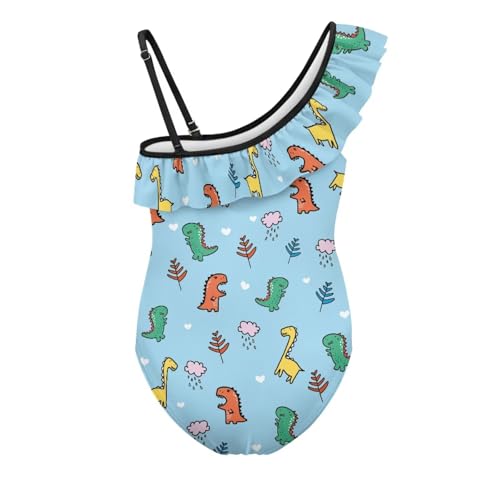 Little Girls' One-Piece Swimsuit One Shoulder Ruffle Halter Bathing Suit Capibala Cute Breathable Swimwear2