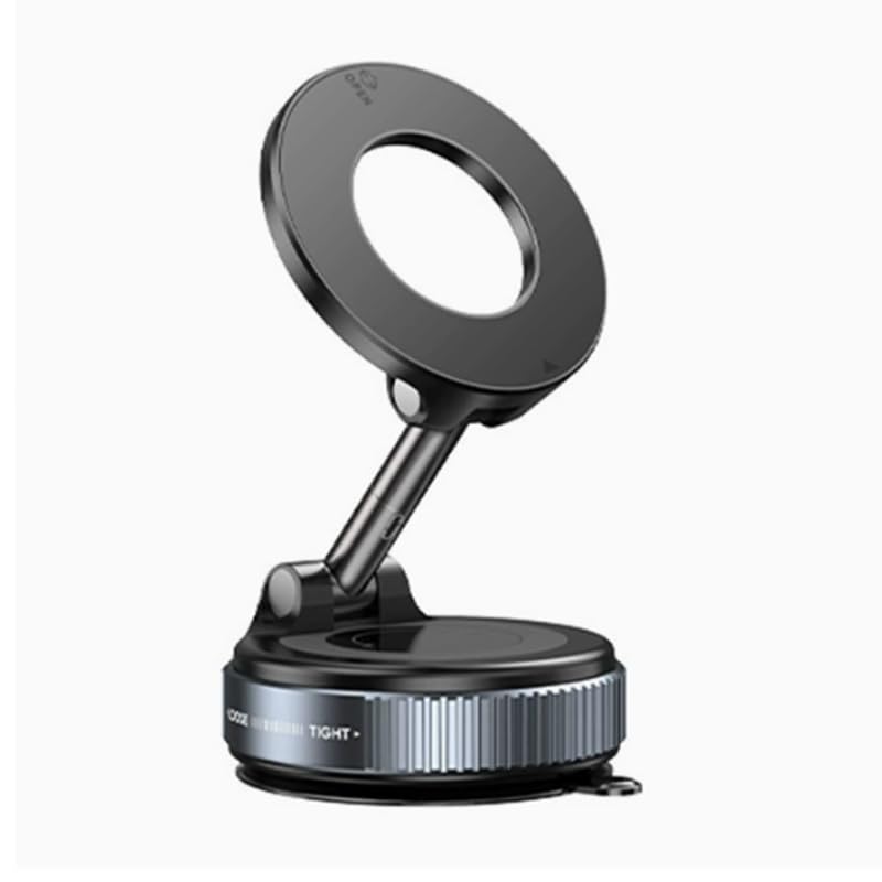 Image of Jango 2025 Upgraded 360 Vacuum Magnetic Car Phone Holder Vacuum Suction Magna Ring Foldable Cell Holder for Car /Gym /Mirror /Smooth Surface Compatible with All Mobile (Black)