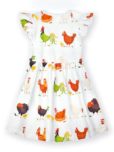 Image of HILEELANG Little Girl Short Sleeve Dress Easter Cotton Casual Applique Tunic Shirt Dresses