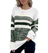 CiCiBird Women Striped Long Sleeve Sweater Oversized Color Block Knit Pullover Tops Casual Ribbed...