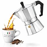 Neruma Espressokocher Induktionsgeeignet aus Aluminium – Mokkakanne für alle Herdarten – Zubereitung nach italienischer Art (9 Tassen)