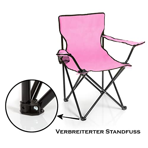 Image of BigDean 2 x Folding Chairs, Pink Camping Chair, Fishing Chair with Drink Holder and Carry Bag, Folding Fishing Chair, Folding Chair, Garden Chair, Relaxing Chair, Fishing Chair, Foldable
